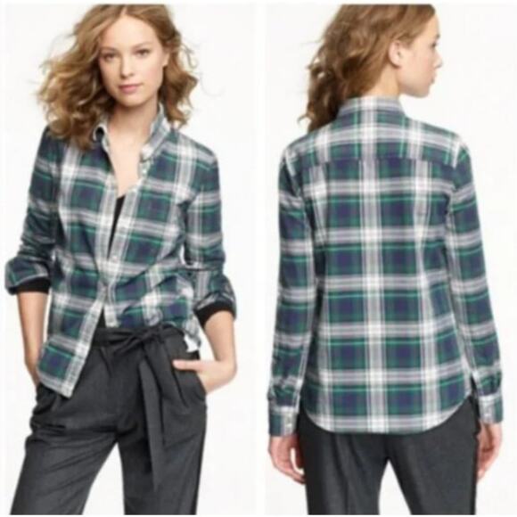 J. Crew Blue Plaid Boy Button Down Shirt Size 8 - Picture 1 of 8